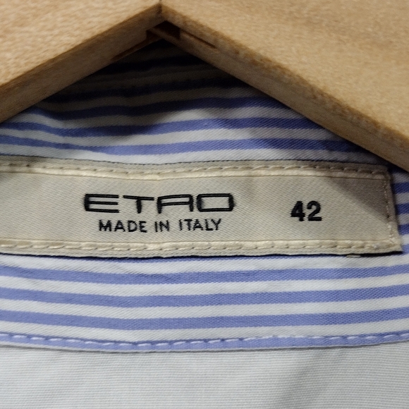 Etro Paisley Button Shirt Womens 42 Made in Italy Blue White Artsy Retro 90s Y2K - Picture 7 of 7